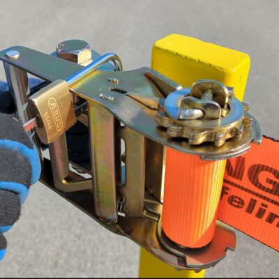 TrukRail ratchets can be locked to prevent tampering or strap removal.